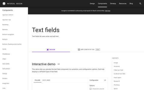Text fields - Material Design