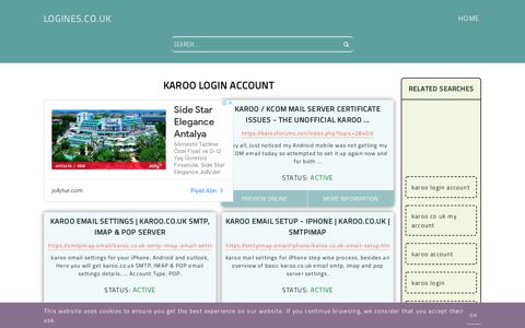 karoo login account - General Information about Login