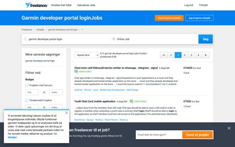 Garmin developer portal login Jobs, Ansættelse | Freelancer
