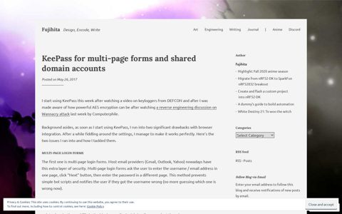 KeePass for multi-page forms and shared domain accounts ...