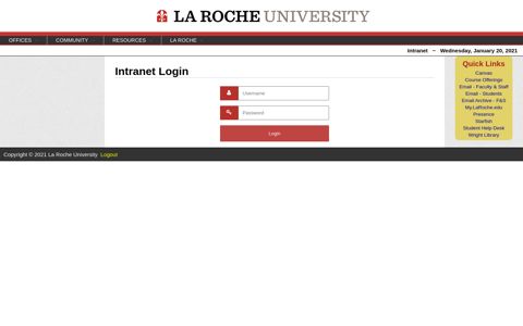 Intranet Login - La Roche Intranet - La Roche University