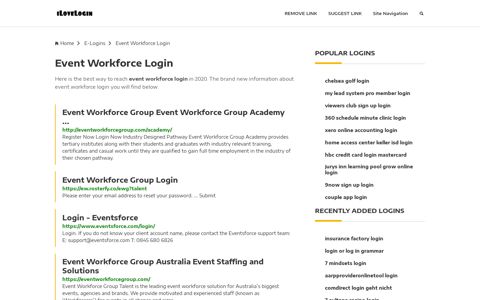 Event Workforce Login ❤️ One Click Access - iLoveLogin