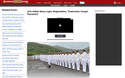 Join Indian Navy Login, Registration, Tradesman, Forgot ...