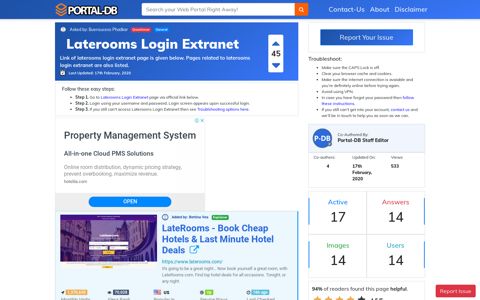 Laterooms Login Extranet - Portal-DB.live