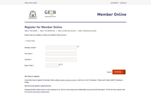 Register - Member Online - GESB