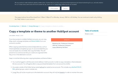 Copy a template or theme to another HubSpot account