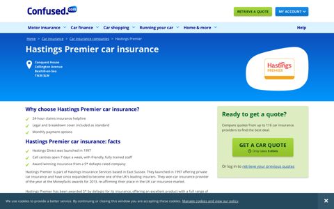 Compare Hastings Premier car insurance - Confused.com