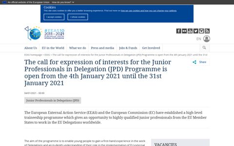 Junior Professional in Delegation (JPD) - European External ...