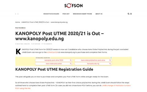 KANOPOLY Post UTME 2020/21 is Out - www.kanopoly.edu ...