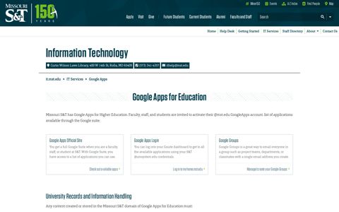 Google Apps Landing – Information Technology | Missouri S&T