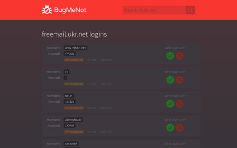 freemail.ukr.net logins - BugMeNot