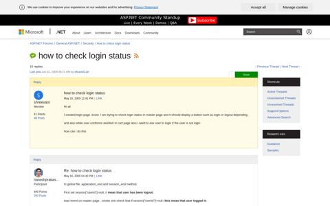 how to check login status | The ASP.NET Forums