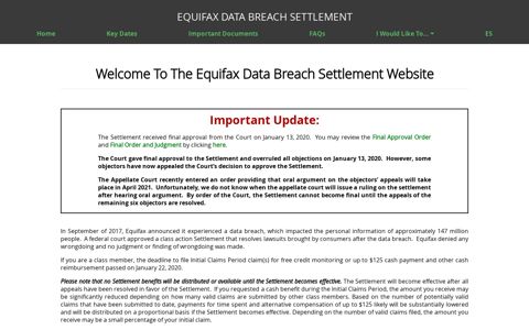 Equifax Data Breach Settlement: Home