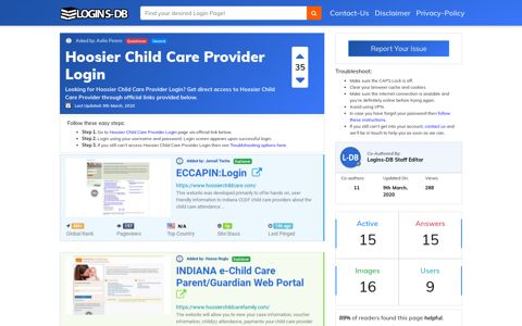 Hoosier Child Care Provider Login - Logins-DB