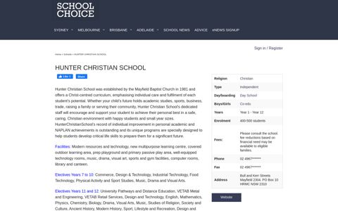 HUNTER CHRISTIAN SCHOOL | School Choice