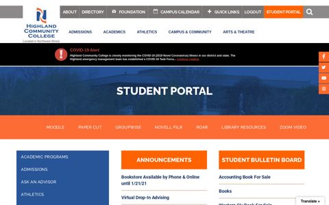 Student Portal - Highland Community College