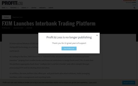 FXIM Launches Interbank Trading Platform - Profit and Loss ...