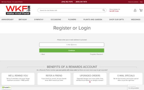Register Account & Customer Login | Walter Knoll Florist St ...