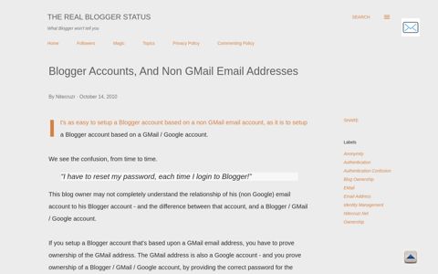 Blogger Accounts, And Non GMail Email Addresses