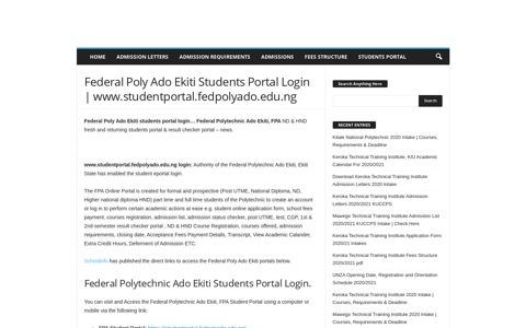 Federal Poly Ado Ekiti Students Portal Login | www ...