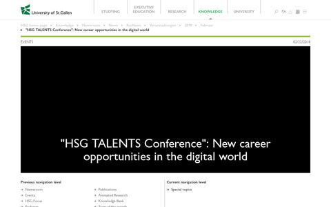 "HSG TALENTS Conference": New career opportunities in the ...