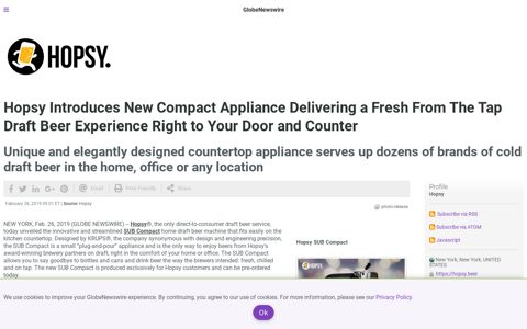 Hopsy Introduces New Compact Appliance Delivering a Fresh ...
