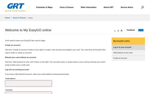 Welcome to My EasyGO online - Grand River Transit