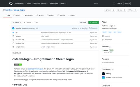 kronthto/steam-login: Performs a login on ... - GitHub