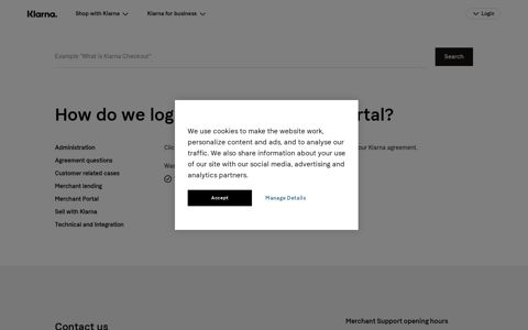 How do we log in to the Merchant Portal? | Klarna UK