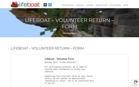 Lifeboat - Volunteer Return - Form - Lifeboat Network
