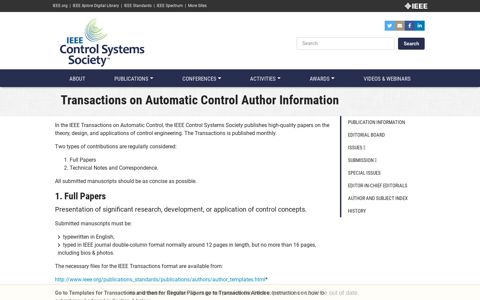 Transactions on Automatic Control Author Information | IEEE ...