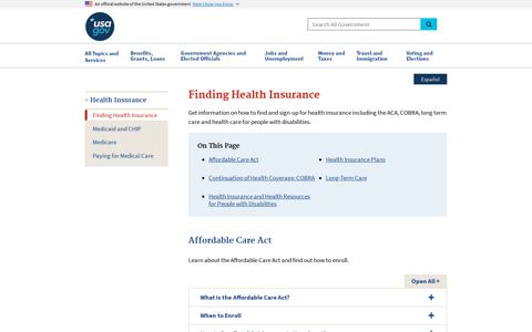 Finding Health Insurance - USA.gov