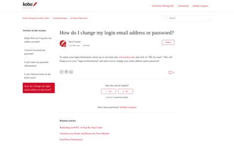 How do I change my login email address or password? - Kobo ...