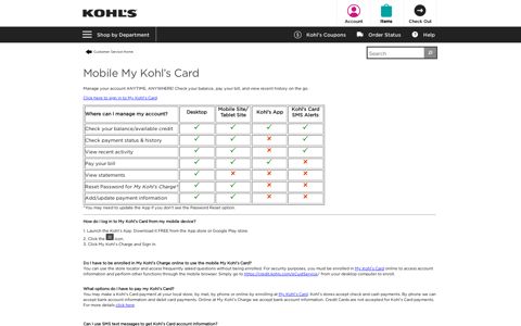 Mobile My Kohl's Card