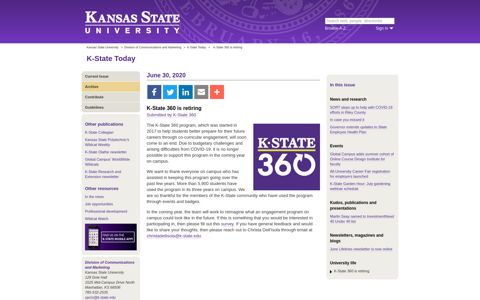 K-State 360 is retiring