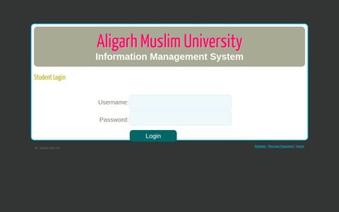 Student Login | Aligarh Muslim University