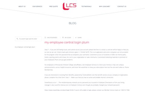 my employee central login plum - Logicare Complete Solutions