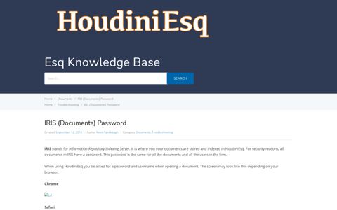 IRIS (Documents) Password - HoudiniEsq 2.0 Support