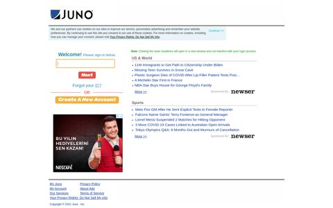 Please sign-in below. - Juno - My Juno Personalized Start ...
