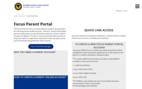 Focus Parent Portal - Escambia County School District