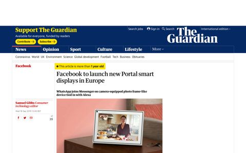 Facebook to launch new Portal smart displays in Europe ...