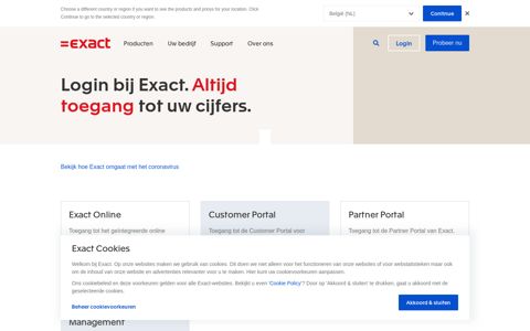 Inloggen bij Exact Online of het Customer portal | Exact