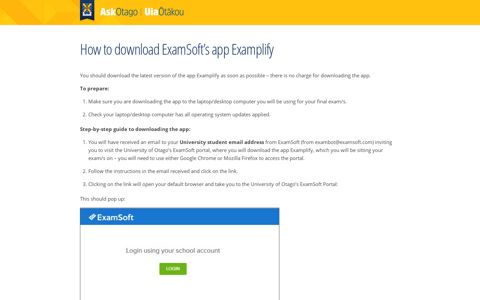 How to download ExamSoft's app Examplify - AskOtago