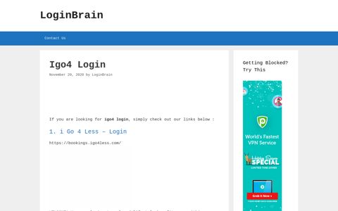 Igo4 I Go 4 Less - Login - LoginBrain