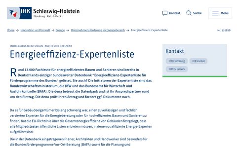 Energieeffizienz-Expertenliste - IHK Schleswig-Holstein
