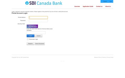 Portal Account Login - Student GIC - SBI Canada Bank