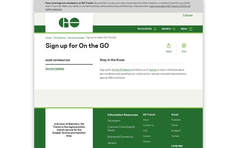 Sign Up (On-the-GO Alerts) | GO Transit