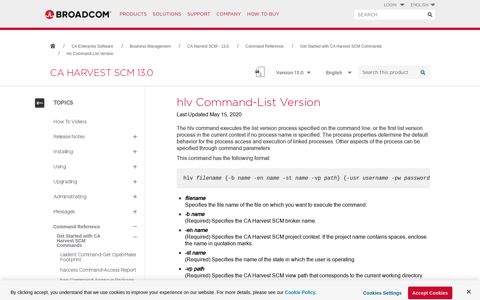 hlv Command-List Version - Broadcom TechDocs