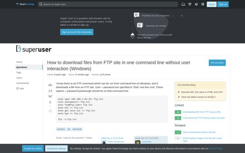 How to download files from FTP site in one command line ...