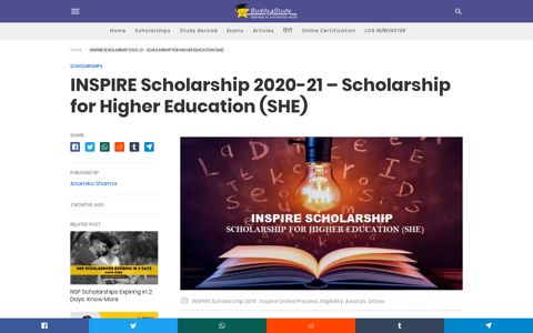 INSPIRE Scholarship 2021 Inspire Online Process, Eligibility ...